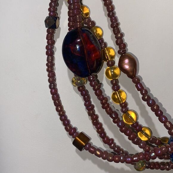 Stunning Multilayered Beaded Natural Stone Necklace with Toggle Clasp Closure - Picture 7 of 14